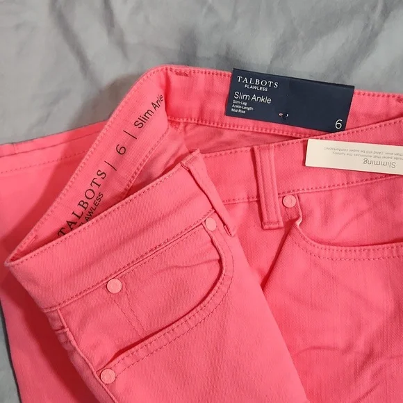 COPY - Pink jeans Talbots NWT Mid rise slim leg ankle length size 6 - Picture 3 of 3